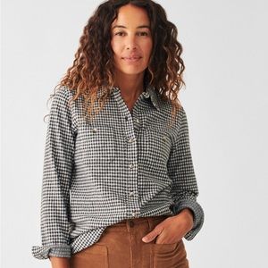 Faherty Legend Sweater Shirt Black and White Gigham Size XXS